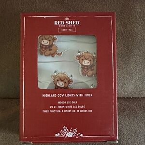 Red Shed Highland Cow Battery Powered String Lights New in Box